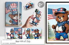 Digital Paper Bear 4th of July Product Image 1