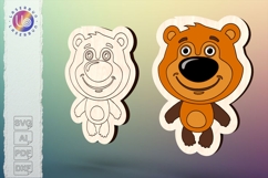 Cartoon bear laser cut file, cute animal vector template toy Product Image 1
