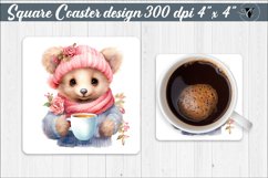 Square Coaster | Bear and coffee Product Image 1