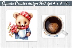 Square Coaster | Bear and mug Product Image 1