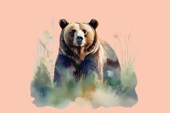 Bear and grass watercolor Sublimation Product Image 1