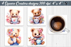 Square Coasters sublimation | Bear and mug Product Image 1
