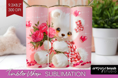 Bear and Roses Valentine Tumbler Wrap Cute Valentines Day Product Image 1