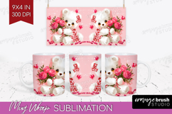 Bear and Roses Valentine Mug Wrap Cute Valentines Day Mug Product Image 1