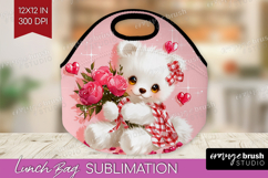 Bear and Roses Valentine Lunch Bag Cute Valentines Day Lunch Product Image 1