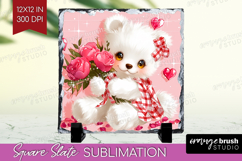 Bear and Roses Valentine Slate PNG Cute Valentines Day Slate Product Image 1