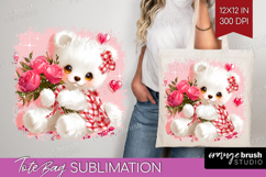 Bear and Roses Valentine Tote Bag Cute Valentines Day Tote Product Image 1