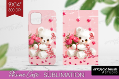 Bear and Roses Valentine Phone Case PNG Cute Valentines Day Product Image 1