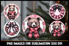 Christmas Bear Round Ornaments I Pink Christmas Product Image 1