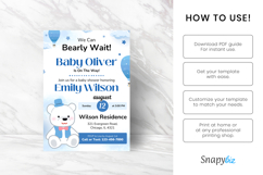 Printable Bear Baby Shower Invitation Card Custom Template Product Image 6