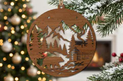 Bear Cabin Christmas Ornament SVG, Holiday Laser Cut File Product Image 2