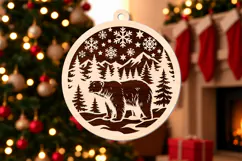 Bear Christmas Ornament Laser Cut SVG Product Image 2