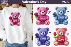 Bear Valentine Clipart | Valentine&#039;s Day Sublimation Product Image 1