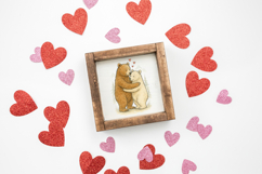 Woodland animal PNG featuring two standing bears hugging, ideal for sublimation, stickers, cards, and handmade designs.