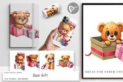 Digital Paper Bear Gift Product Image 1