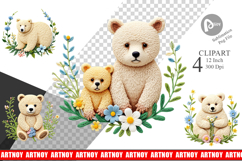Bear Embroidery Clipart Product Image 1