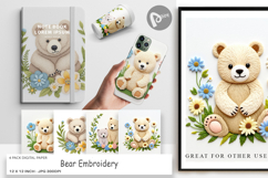 Digital Paper Bear Embroidery Product Image 1