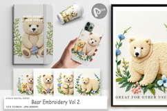 Digital Paper Bear Embroidery Product Image 1