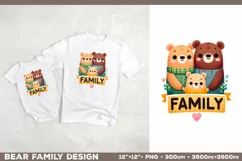 Bear Family: Adorable Clipart PNG Design with sign Family Product Image 1