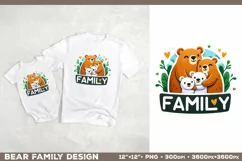 Bear Family: Adorable Clipart PNG Design with sign Family Product Image 1