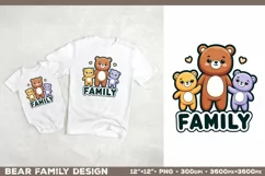 Bear Family: Adorable Clipart PNG Design with sign Family Product Image 2