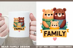 Bear Family: Adorable Clipart PNG Design with sign Family Product Image 2