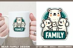 Bear Family: Adorable Clipart PNG Design with sign Family Product Image 1