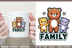 Bear Family: Adorable Clipart PNG Design with sign Family Product Image 3