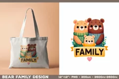 Bear Family: Adorable Clipart PNG Design with sign Family Product Image 3