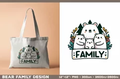 Bear Family: Adorable Clipart PNG Design with sign Family Product Image 1