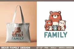 Bear Family: Adorable Clipart PNG Design with sign Family Product Image 3