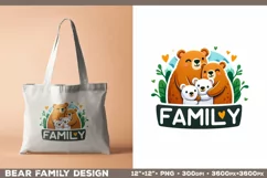 Bear Family: Adorable Clipart PNG Design with sign Family Product Image 3