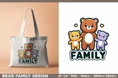 Bear Family: Adorable Clipart PNG Design with sign Family Product Image 1