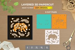 3D Shadowbox Folk Art Bear with Leaves Layered Papercut Product Image 1