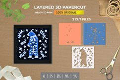 3D Shadowbox Standing Folk Art Bear in The Winter Papercut Product Image 1