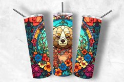 Bear Stained Glass 20 oz Skinny Tumbler Sublimation Designs Product Image 1