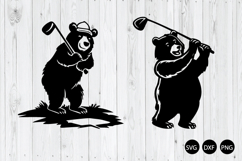 Bear Golfing SVG, Golf SVG, Bear Golfer Silhouette SVG Product Image 1