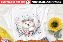 Bear Holding a Flowers Sublimation Clipart