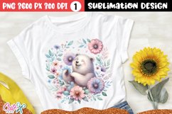 white bear surrounded by flowers