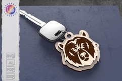 Wise Bear Keychain Laser Cut File, Calm Bear Head SVG Product Image 1