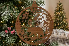 Bear Lantern Christmas Ornament SVG, Holiday Laser Cut File Product Image 2