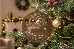 Bear Lantern Christmas Ornament SVG, Holiday Laser Cut File Product Image 2