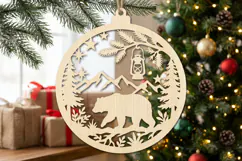 Bear Lantern Christmas Ornament SVG, Holiday Laser Cut File Product Image 1