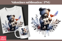 Romantic Valentine Clipart Galaxy Bear Valentine Sublimation Product Image 1