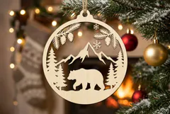 Bear Mountain Christmas Ornament SVG, Holiday Laser Cut Product Image 1