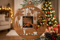 Bear Mountain Christmas Ornament SVG, Holiday Laser Cut Product Image 2