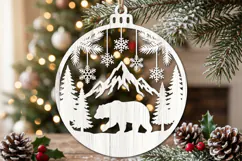 Bear Mountain Christmas Ornament SVG, Holiday Laser Cut Product Image 1