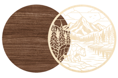 Bear Mountain Round Laser Cut SVG Product Image 2