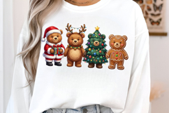 Bear png, Bear Christmas png, Retro Christmas png Product Image 2