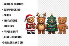 Bear png, Bear Christmas png, Retro Christmas png Product Image 3